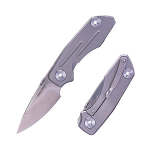 Real Steel Delta 2600 Frame Lock Folding Knife - 2.90" S35VN Satin Drop Point Blade, Titanium TC4 Handle
