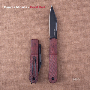 Real Steel Real Barlow RB-5 Slip Joint Clip point(2.76" N690 PVD Balck Blade) Canvas Micarta Coral Red Handle