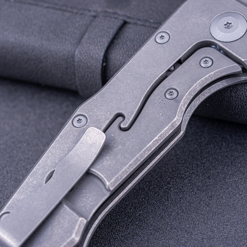 Real Steel Evolution Frame Lock & Button Unlocking, Drop Point (3.78" S35VN Blade) Titanium & Heavy Duty Tactical Knife