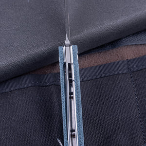 Real Steel Serenity Front Flipper / Liner Lock Folding Knife 3.43" N690 Satin Blade, Denim Micarta Handle
