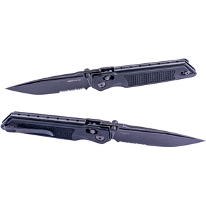 Real Steel Sacra Tactical Crossbar Lock Folding Knife- 3.31" Blackwash Serrated Böhler K110 Blade, Black G10 Handle