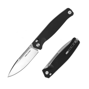 Real Steel Huginn Tactical Crossbar Lock Folding Knife -Black 3.66" VG-10 Blade and Milled Black G10 Handle