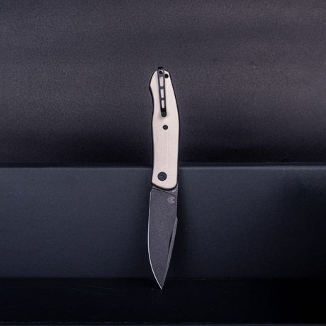 Real Steel Serenity Slipjoint Folding Knife (3.43" N690 Black Drop Point Blade) Ivory G10 Handle