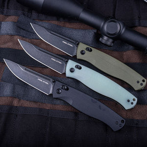 Real Steel Pathfinder FFG Folder Crossbar Lock Folding Knife-(3.74" Alleima 14C28N Blackwash Blade) G10 Handle