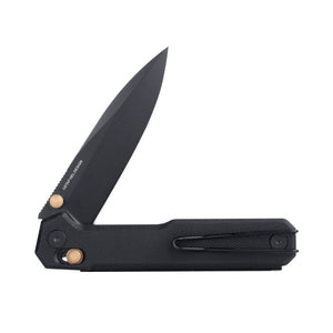 Real Steel Perix Crossbar Lock Folding Knife 3.39''Nitro-V Black PVD Coated Drop Point Blade, Black G10 Handle