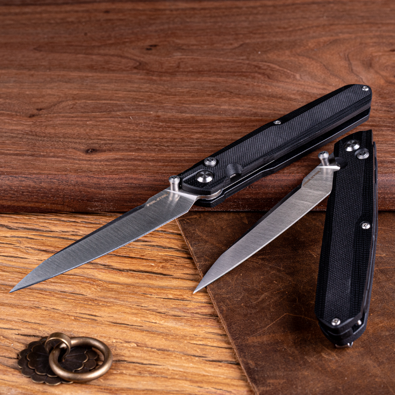 Real Steel G5 Metamorph Button Lock Folding Knife - 3.62" Alleima 14C28N Plain Blade, Black G10 Handle