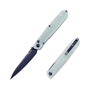 Real Steel G5 Metamorph Button Lock Folding Knife - 3.62" Alleima 14C28N Black Plain Blade, Natural G10 Handle