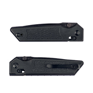Real Steel Sacra Tactical Crossbar Lock Folding Knife- 3.31" Black Tanto Plain Böhler K110 Blade, Black G10 Handle