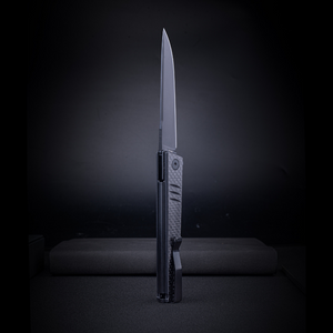 Real Steel Kikashi Flipper Knife 4.45'' Alleima 14C28N Black PVD ‎Blade, Liner Lock, G10/Carbon Fiber laminate