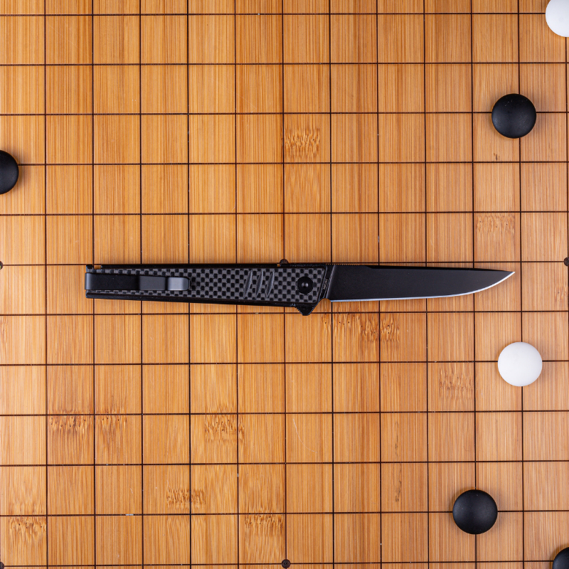 Real Steel Kikashi Flipper Knife 4.45'' Alleima 14C28N Black PVD ‎Blade, Liner Lock, G10/Carbon Fiber laminate