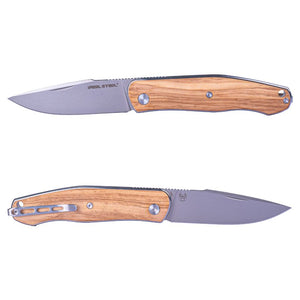 Real Steel Serenity Slipjoint Folding Knife (3.43" N690 Satin Drop Point Blade) Olive Wood Handle