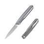 Real Steel Knives G5 Metamorph Mk II Front Flipper Knife 3.54" Alleima 14C28N Plain Blade, textured soft gray Handle