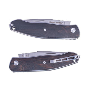 Real Steel Serenity Slipjoint Pocket Knife (3.43" N690 Blade) Ebony Wood Handle, Designed by Ivan D. Braginets