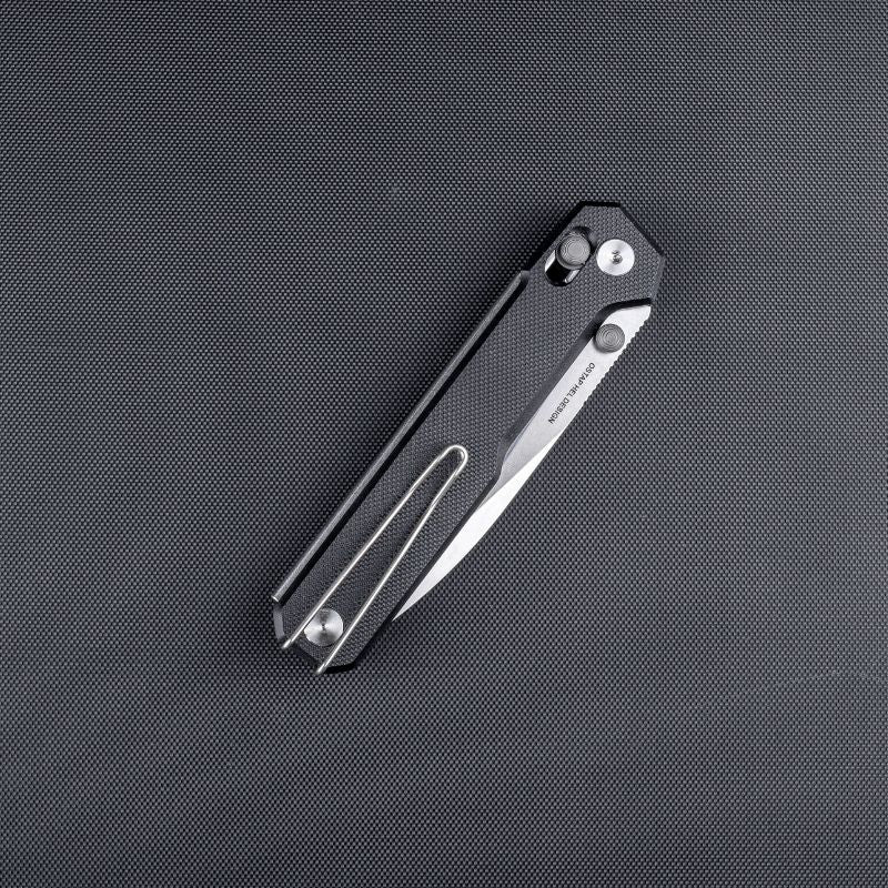 Real Steel Perix Crossbar Lock Folding Knife 3.5''Nitro-V Stonewashed Drop Point Blade, Black G10 Handle