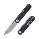 Real Steel G-Tanto EDC Double Detent Ball Lock Folding Knife-2.64" Nitro-V Satin Two-Tone Finish Tanto Blade, Black G10 Handle