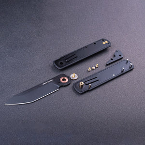 Real Steel G-Tanto EDC Double Detent Ball Lock Folding Knife-2.64" Nitro-V Blade and Orange G10 , Designed by Ostap Hel