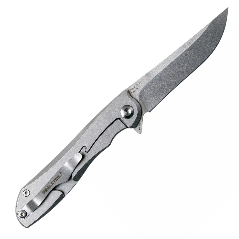 Real Steel Megalodon Revival EDC Flipper Frame Lock Pocket Knife -3.93" Bohler N690  Blade and G10/Carbon Fiber laminate