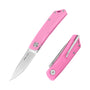 Real Steel Knives Luna Lite Slipjoint Folding Knife 2.76" Satin D2 Drop Point Blade, Pink G10 Handle