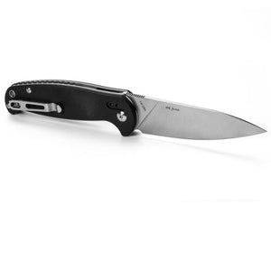 Real Steel Knives H6 Free Two-Handed Folding Knife 3.74" Sandvik 14C28N Satin Plain Blade, Black G10 Handles, Liner Lock Pocket Knife