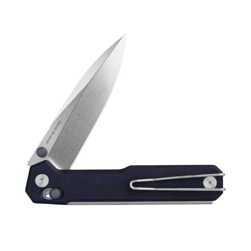 Real Steel Perix Crossbar Lock Folding Knife 3.39''Nitro-V Stonewashed Drop Point Blade, Black G10 Handle