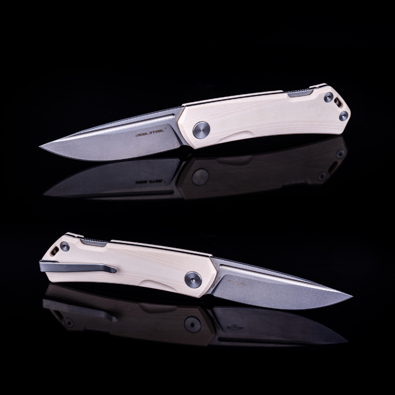 Real Steel LUNA Maius ECO EDC Backlock Pocket Folding Knife -3.03" Satin 10Cr15CoMov Blade, Ivory G10 Handle