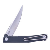 Real Steel Teres Flipper Knife 3.11" Nitro-V Satin Hollow-Ground Blade, Liner Lock, Black Aluminum Handle