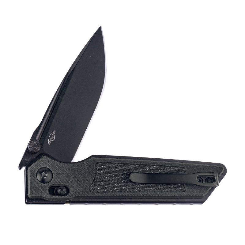 Real Steel Sacra Tactical Slide Lock Folding Pocket Knife- 3.31" Black Plain Böhler K110 Blade and G10 Handle with Intergral Frame