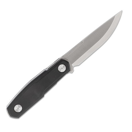 Real Steel Knives Bushcraft Zenith Scandi Grind Fixed Blade Knife 4.33" 14C28N Stainless Steel, Black G10 Handles, Kydex Sheath