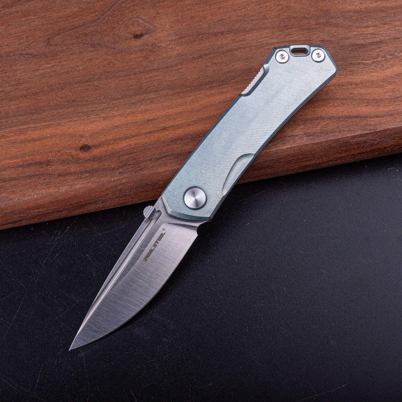 Real Steel LUNA Maius Backlock Pocket Folding Knife -3.03" Satin Bohler N690 Blade and Titanium Handle