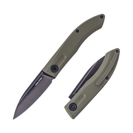 Real Steel Stella Lux Slip Joint G10 Back Spring Pocket knives (2.95" DLC Black K110 Blade) G10 Handle, Design By Jakub Wieczorkiewicz