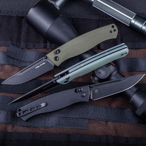Real Steel Pathfinder FFG Folder EDC Crossbar Lock Folding Pocket Knife -(3.74" Alleima 14C28N Blackwash Blade) G10 Handle