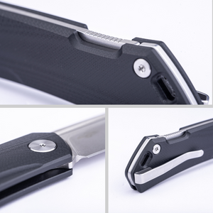 Real Steel LUNA Maius ECO EDC Backlock Pocket Folding Knife -3.03" Satin 10Cr15CoMov Blade, Black G10 Handle
