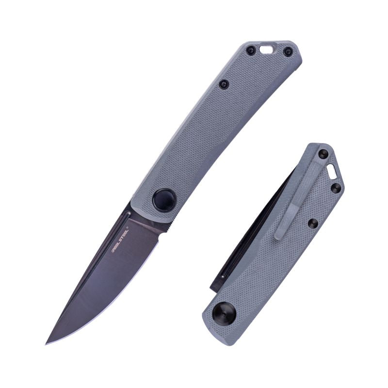 Real Steel Luna Lux Slip Joint G10 Back Spring Pocket knives (2.76" DLC Black K110 Blade) G10 Handle, Design By Jakub Wieczorkiewicz