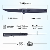 Real Steel Kikashi Flipper Knife 4.45'' Alleima 14C28N  Stonewash ‎Blade, Liner Lock, G10/Carbon Fiber laminate