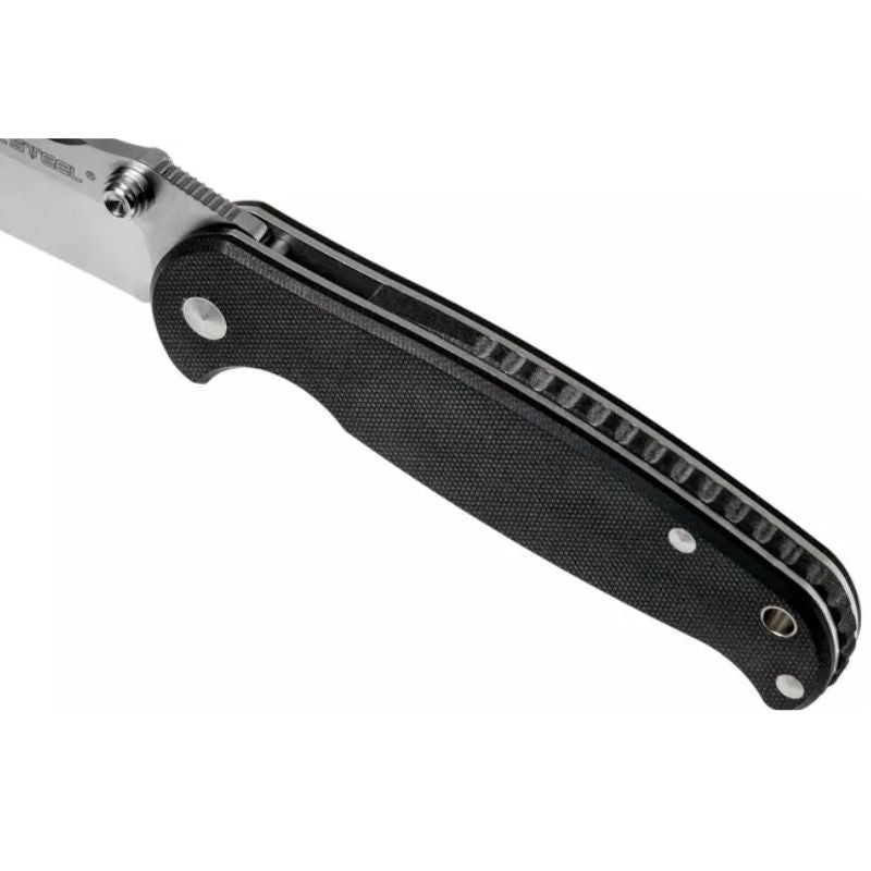 Real Steel Knives H6 Blue Sheep Folding Knife (3.74" Alleima 14C28N）  Plain & Stonewash Blade, Black G10 Handles