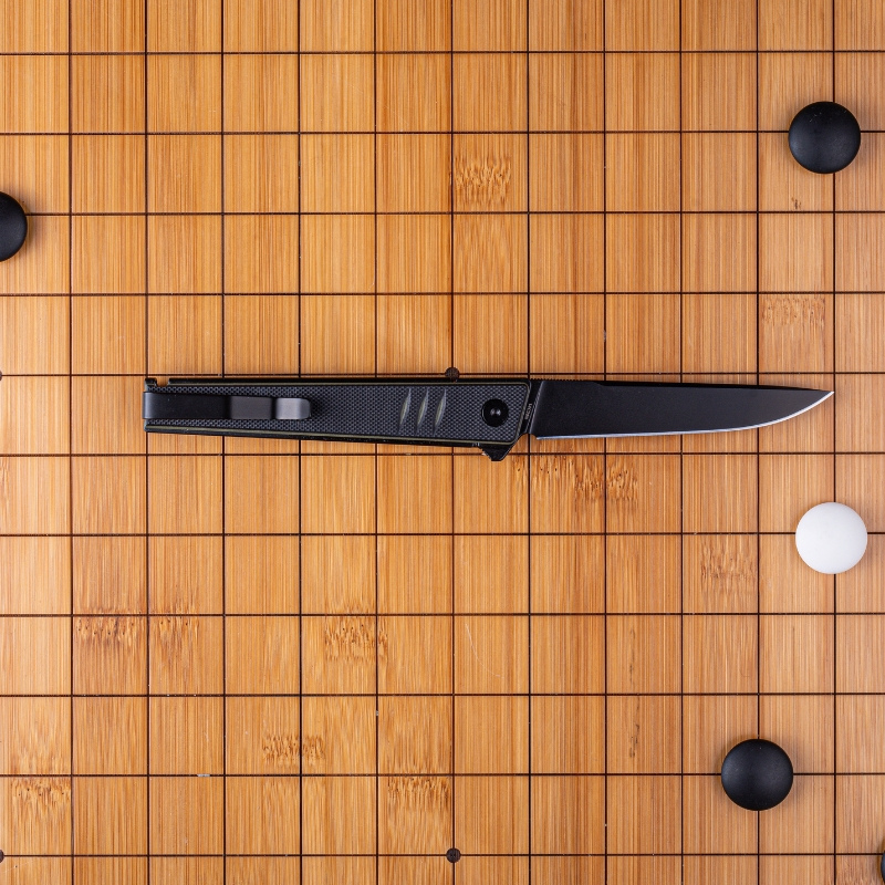 Real Steel Kikashi Flipper Knife 4.45'' Alleima 14C28N Stonewash ‎Blade,Liner Lock,Black/Green G10 Handle
