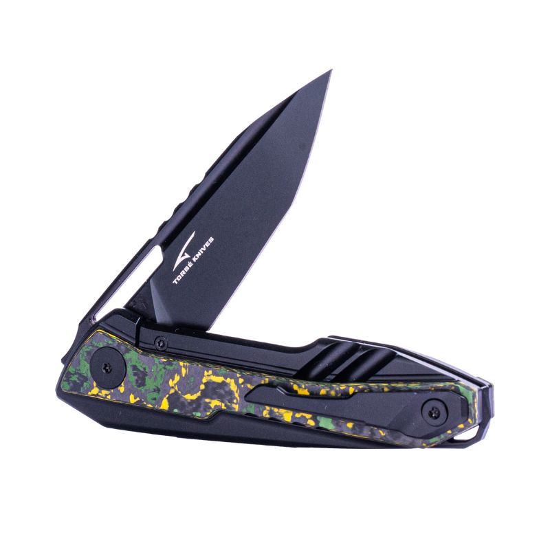 Real Steel Bullet EDC Pocket Knife - Front Flipper with Frame lock (2.91"  S35VN Modified Tanto Blade) Titanium Handles with Fat Carbon Toxic Storm Inlays