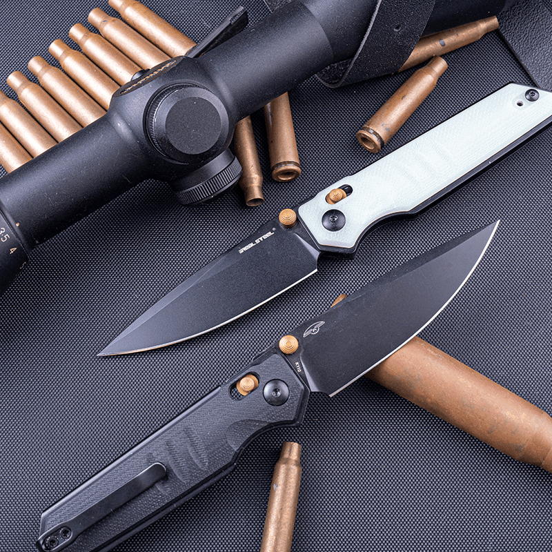Real Steel Sacra: Black Drop Point Knife - Blade HQ