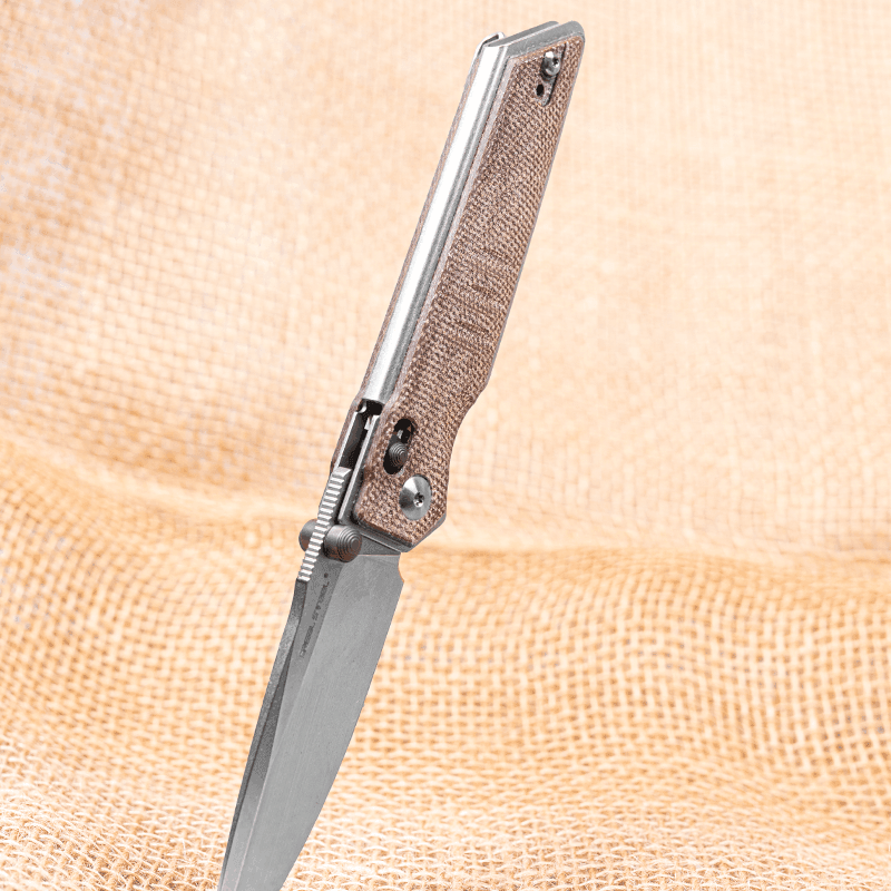 RealSteel Sacra Slide Lock Folding Pocket Knife- 3.31" Stonewash Böhler K110 Blade and Micarta Handle with Intergral Frame knife Real Steel spo-default, spo-disabled, spo-notify-me-disabled Real Steel www.realsteelknives.com